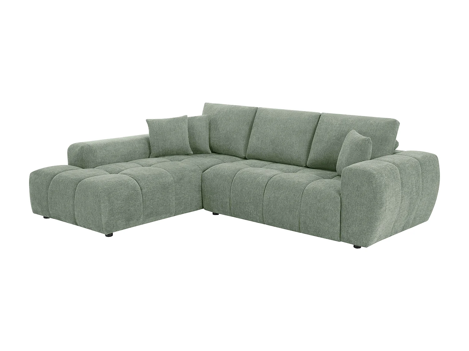 Canapé d'angle gauche en tissu 3 places vert L 270 cm