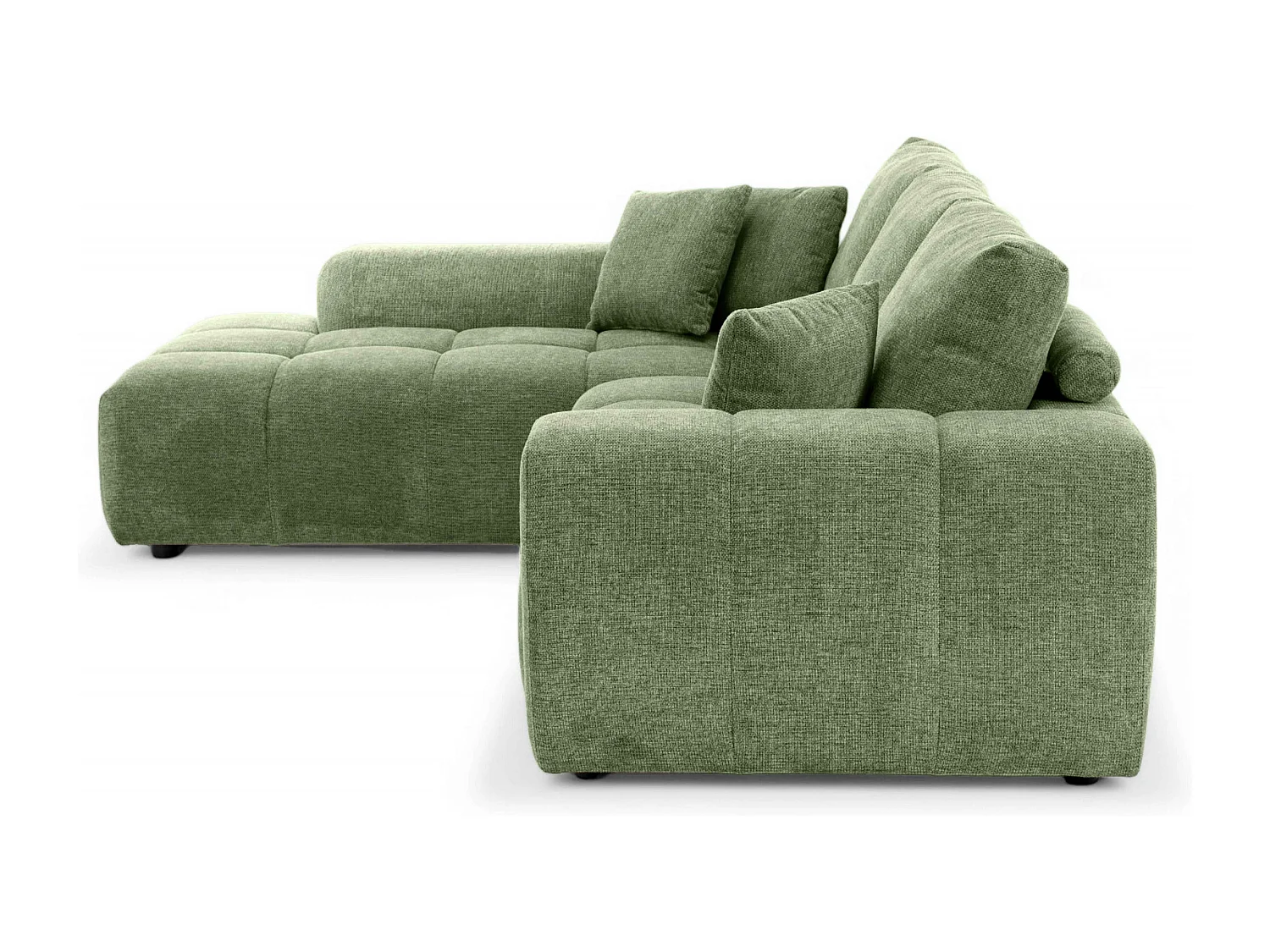 Canapé d'angle gauche en tissu 3 places vert L 270 cm