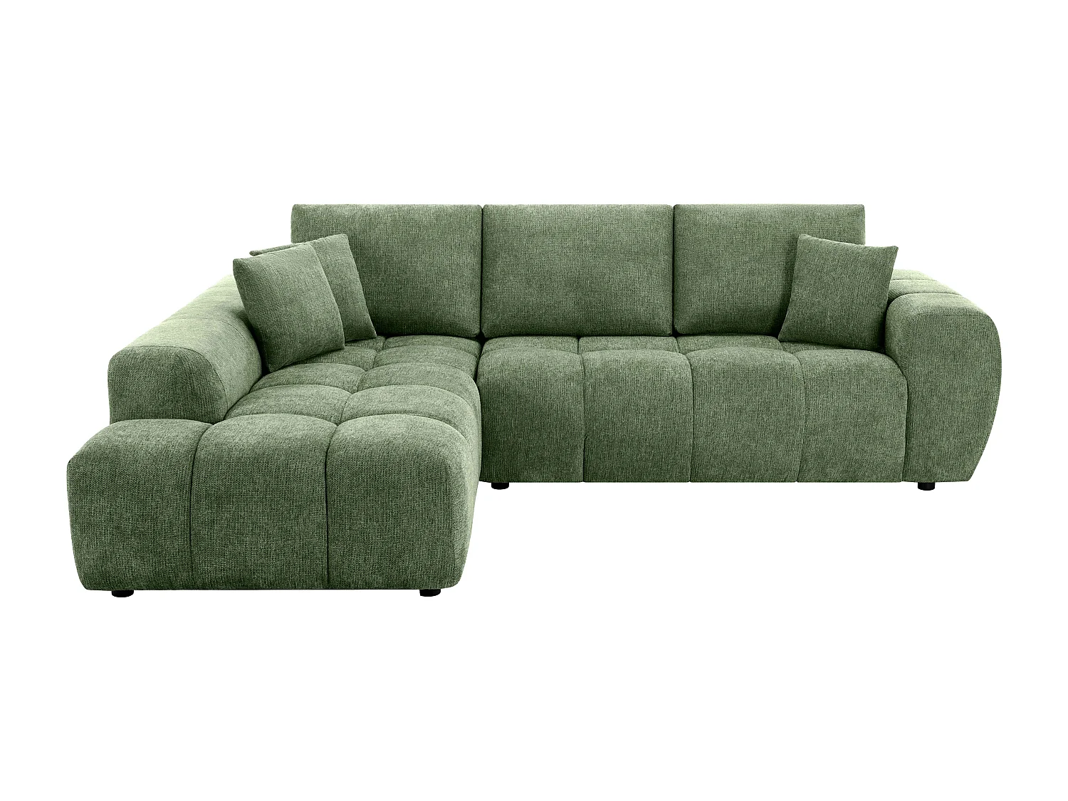 Canapé d'angle gauche en tissu 3 places vert L 270 cm