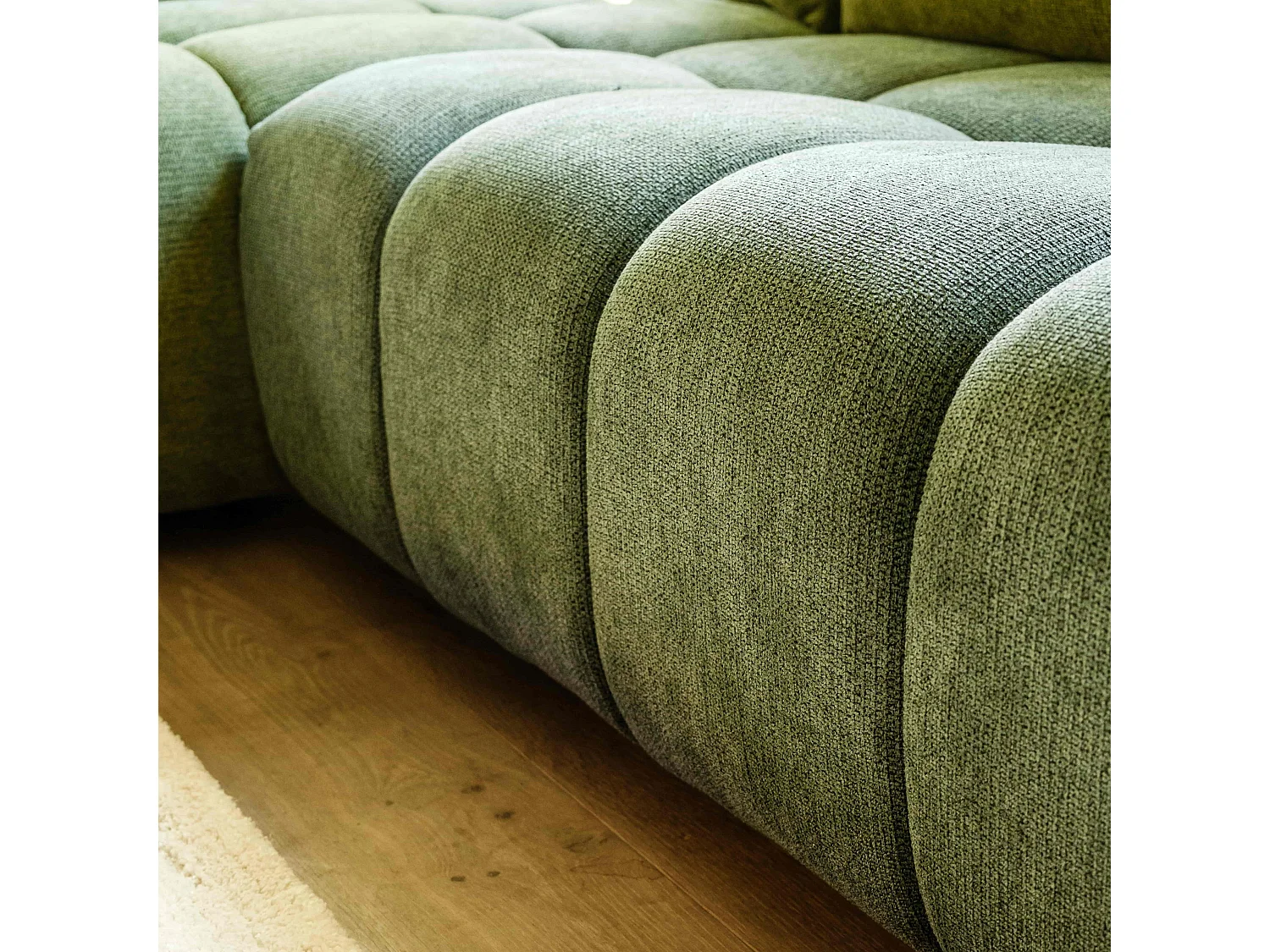 Canapé d'angle gauche en tissu 3 places vert L 270 cm