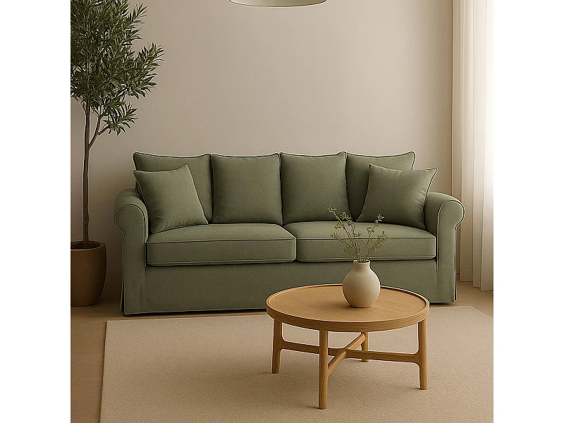 Canapé droit 3 places en polyester vert