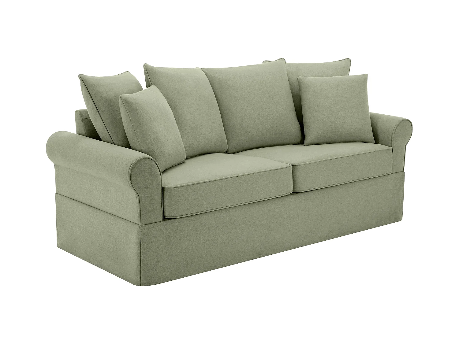 Canapé droit 3 places en polyester vert