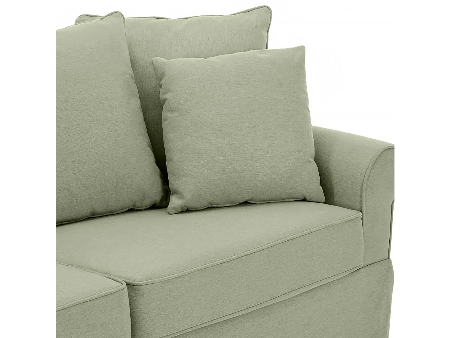 Canapé droit 3 places en polyester vert L 200 cm