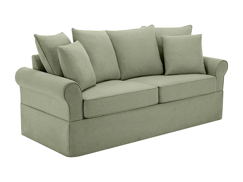 Canapé droit 3 places en polyester vert L 200 cm