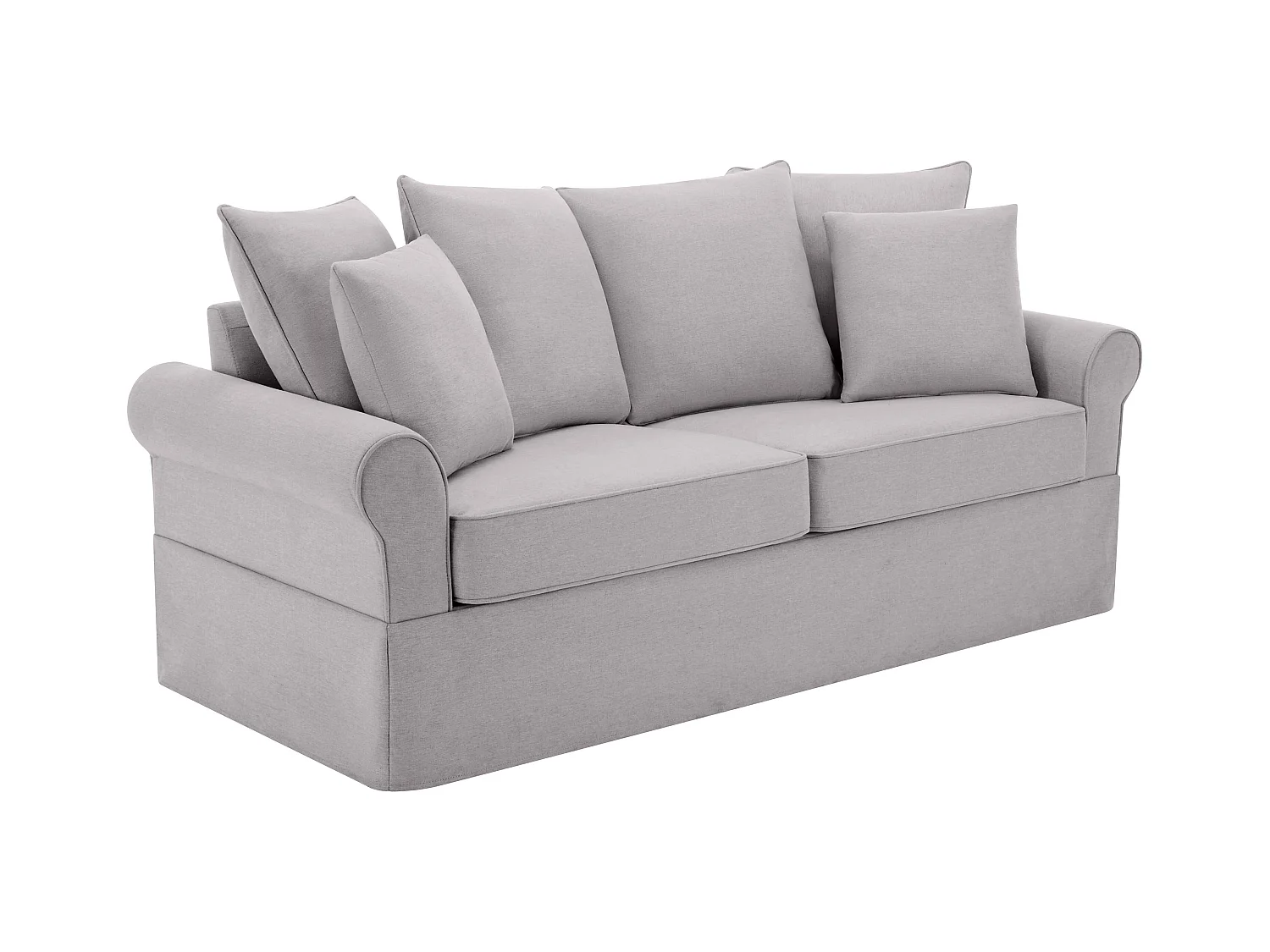 Canapé droit 3 places en polyester gris clair