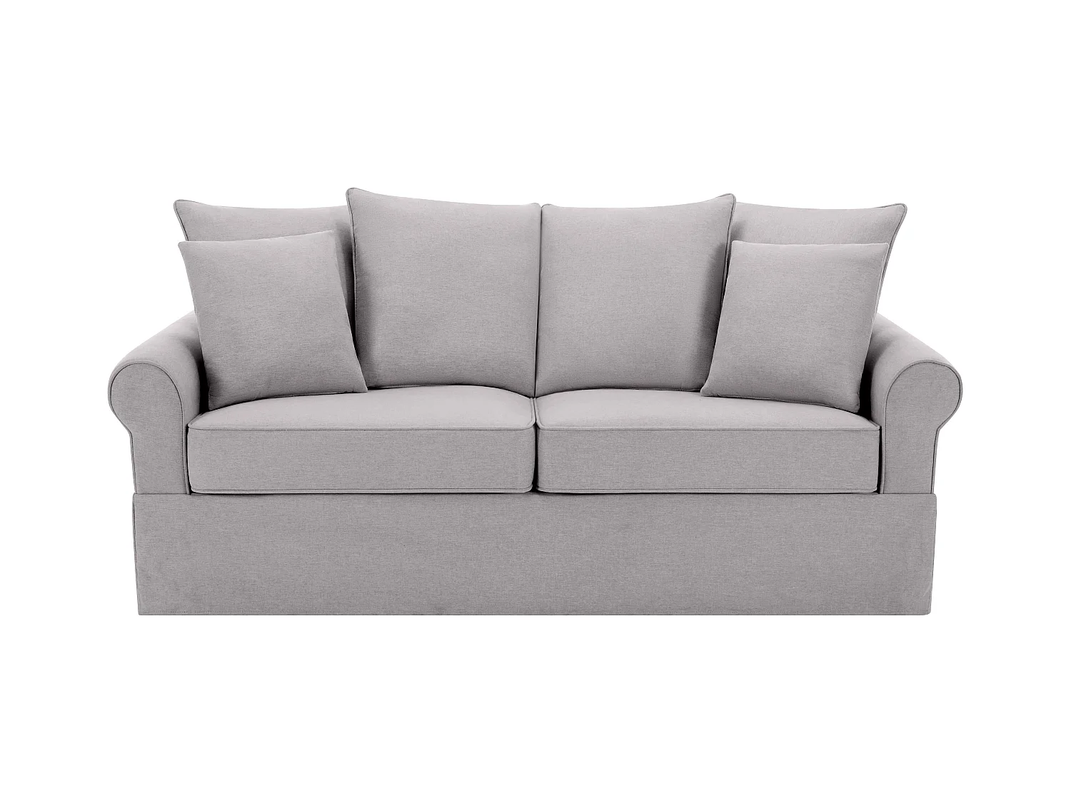 Canapé droit 3 places en polyester gris clair