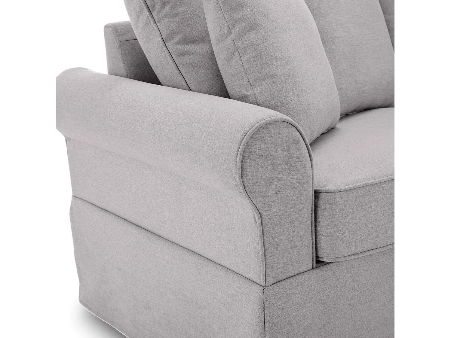 Canapé droit 3 places en polyester gris clair L 200 cm