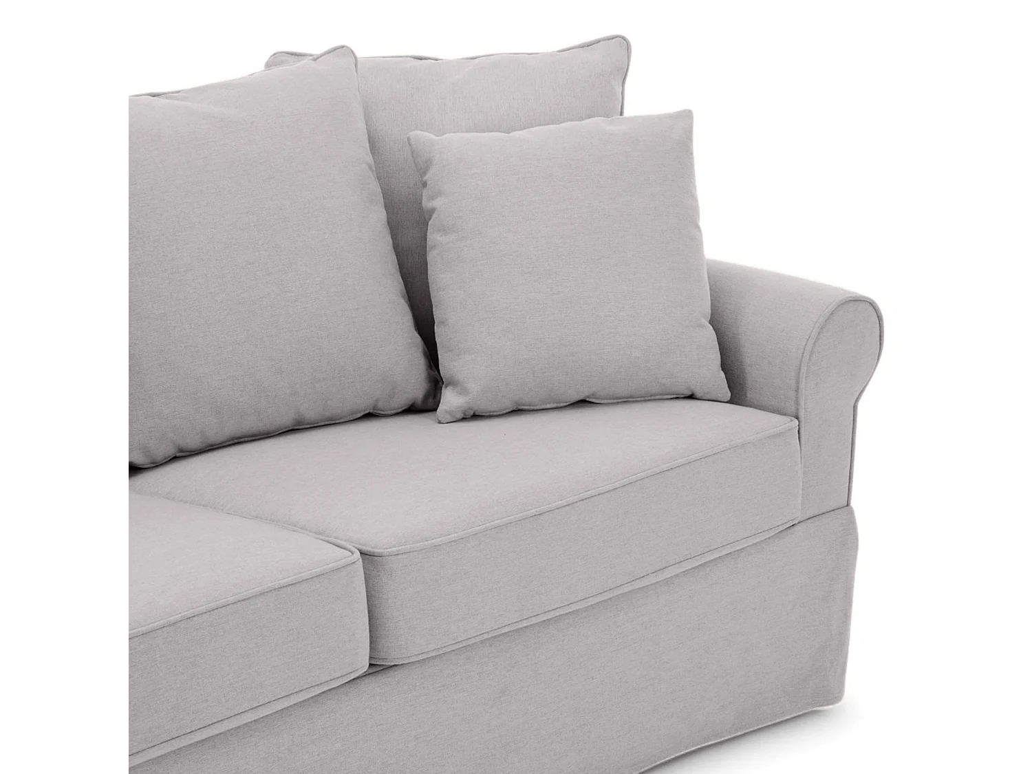 Canapé droit 3 places en polyester gris clair L 200 cm