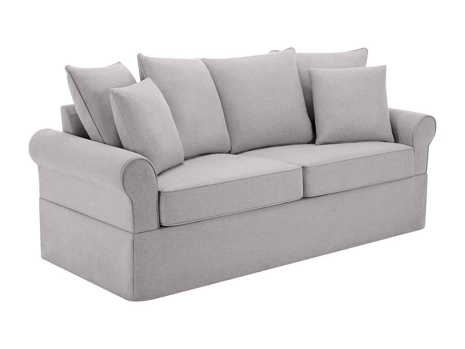 Rechte 3-zitsbank in lichtgrijs polyester L 200 cm