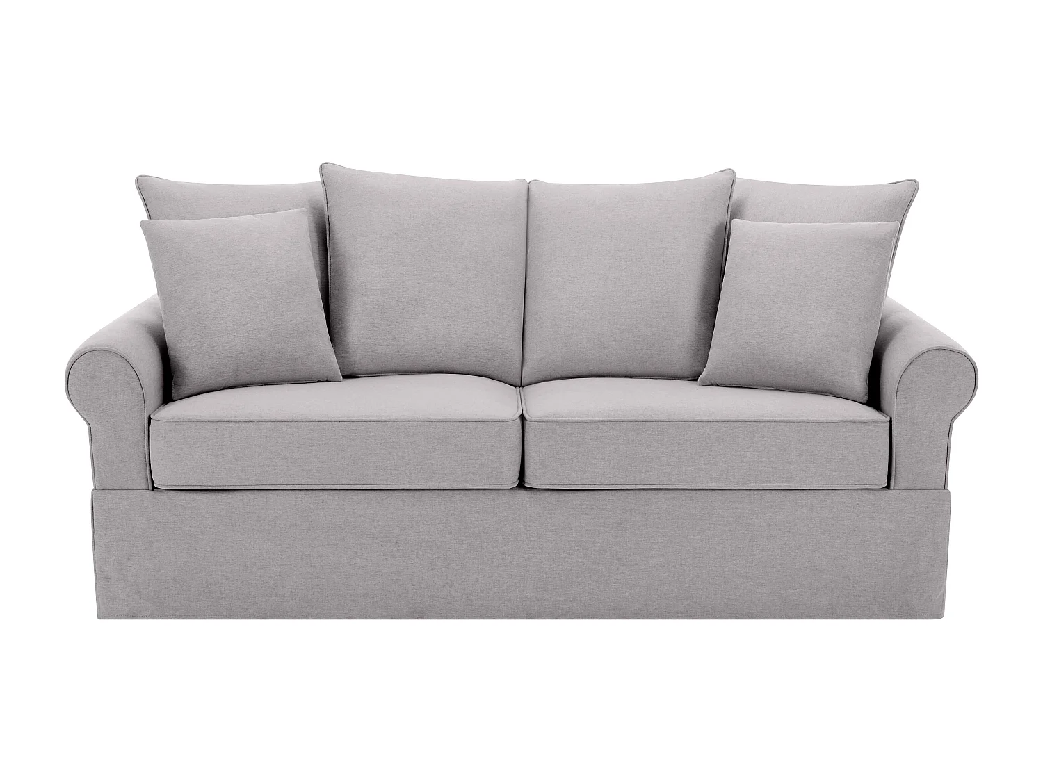 Rechte 3-zitsbank in lichtgrijs polyester L 200 cm