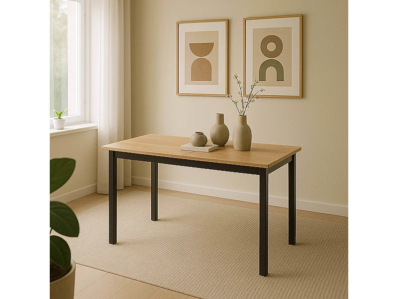 Table à manger extensible rectangulaire en MDF bois clair 120/160 cm