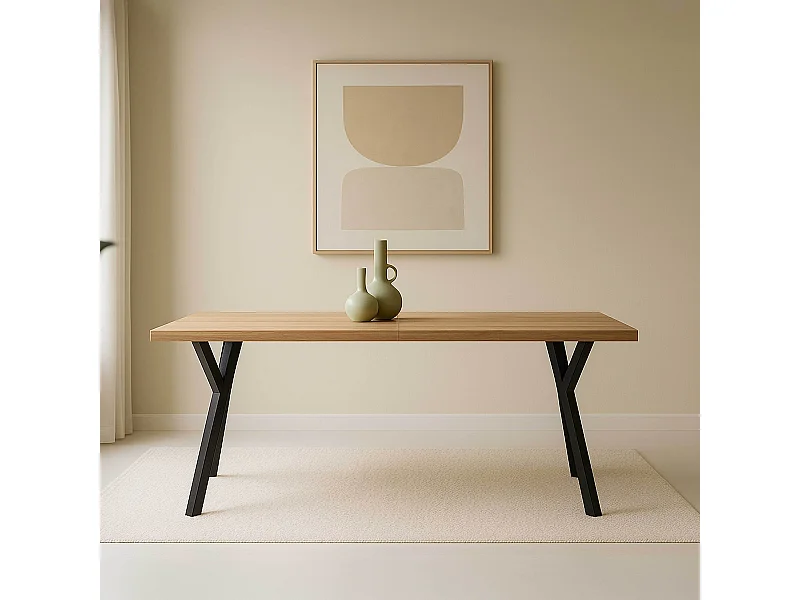 Table à manger extensible rectangulaire en MDF bois 160/240 cm