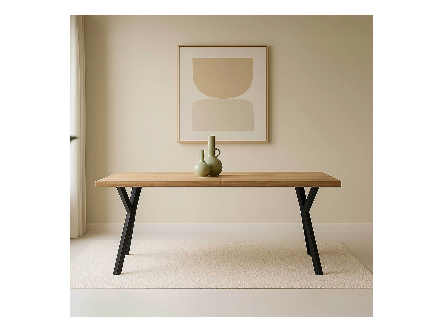 Table à manger extensible rectangulaire en MDF bois 160/240 cm