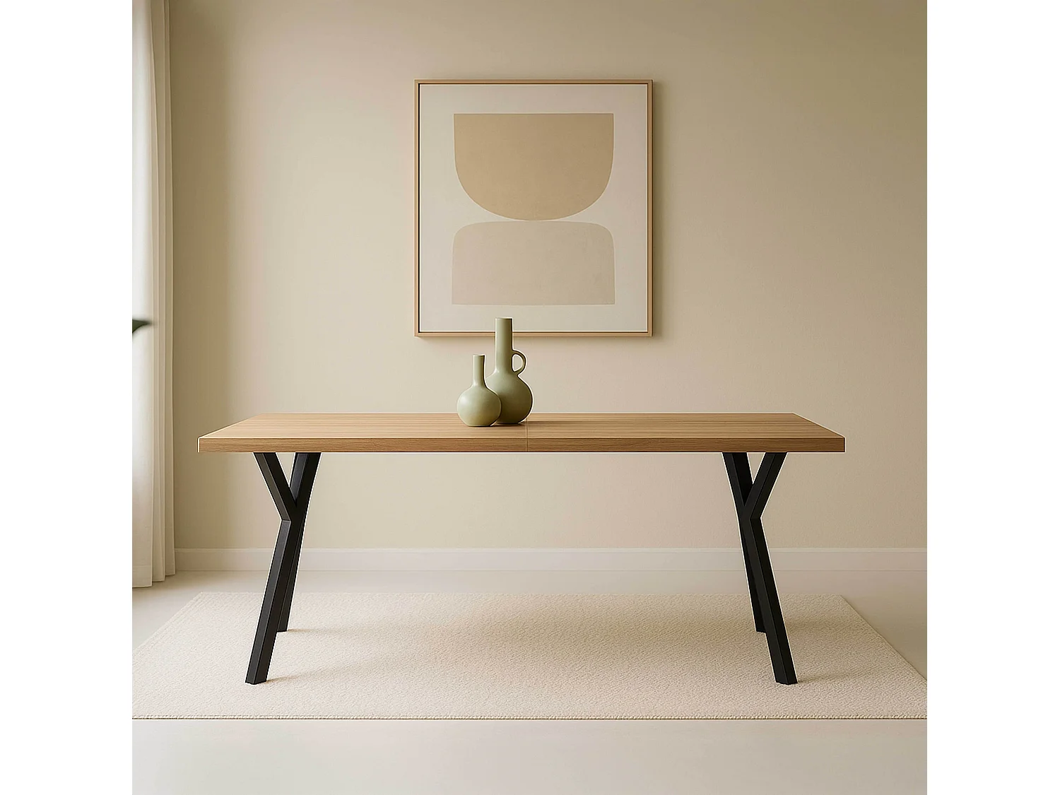 Rechthoekige uitschuifbare eettafel van MDF-hout