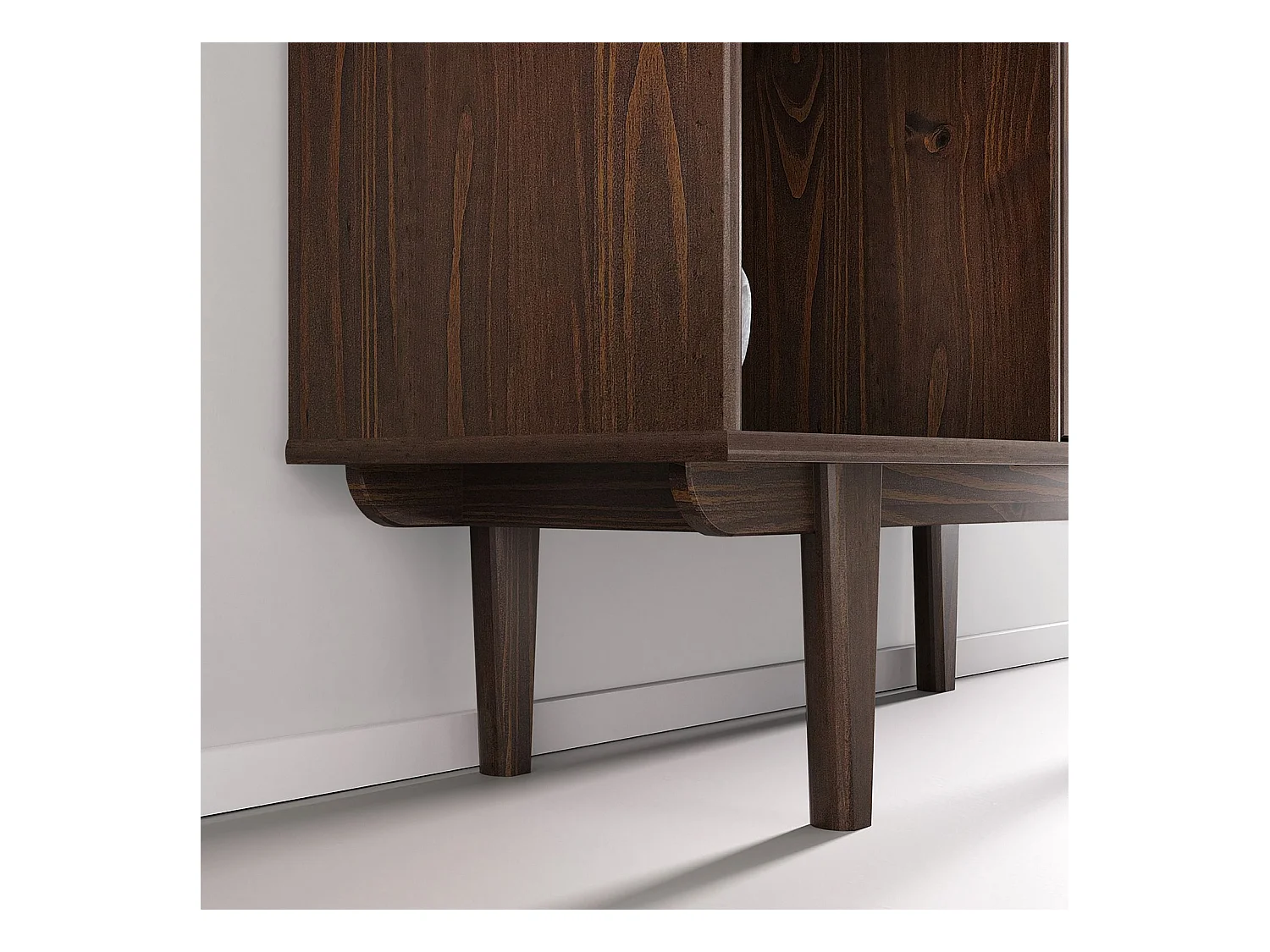 Buffet haut SIMONA 95x139 cm en bois massif coloris noyer avec 3 Portes et 3 Étagères, Vaisselier en hauteur