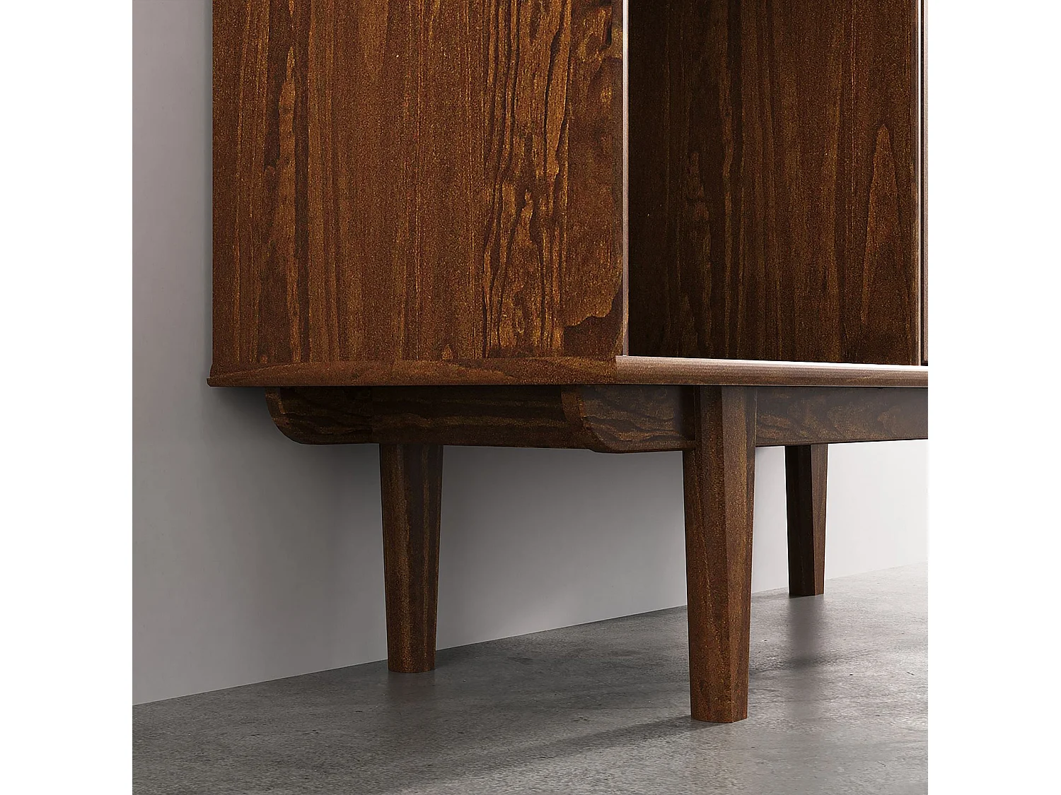 Buffet haut SIMONA 95x139 cm en bois massif coloris châtaignier avec 3 Portes et 3 Étagères, Vaisselier en hauteur