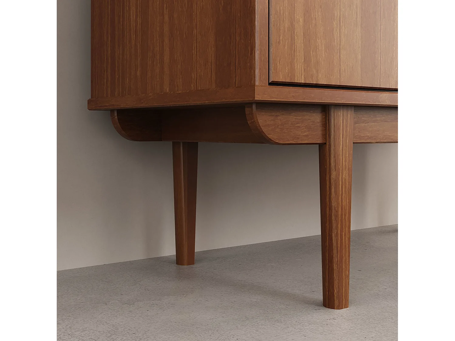 Buffet haut SIMONA 80x133 cm en Bois massif coloris châtaignier avec 2 Portes et Étagères, Vaisselier en hauteur