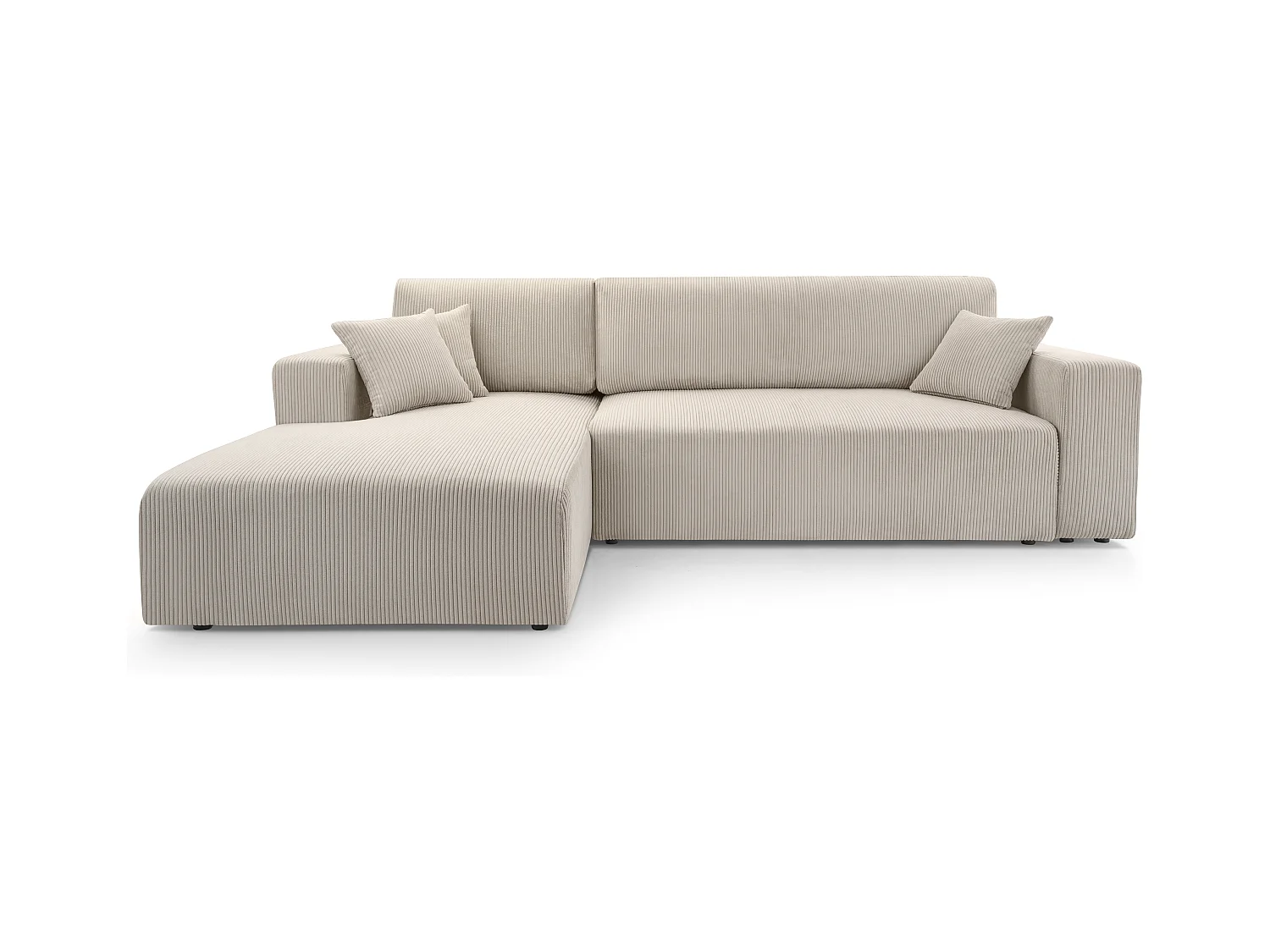 AX LIVING Catea Ecksofa weiß mit Schlaffunktion 279cm mit Bettkasten L