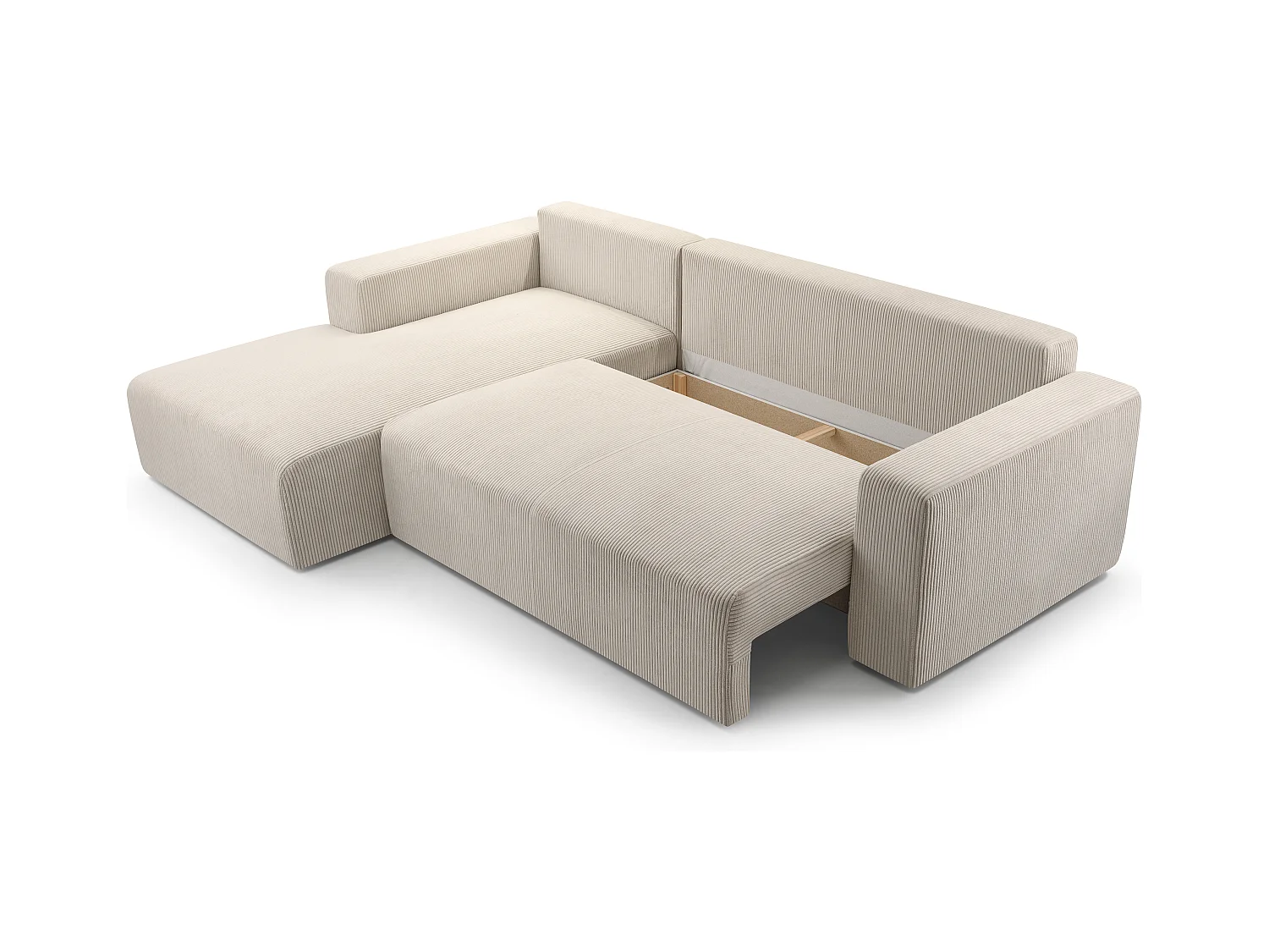 AX LIVING Catea Ecksofa weiß mit Schlaffunktion 279cm mit Bettkasten L