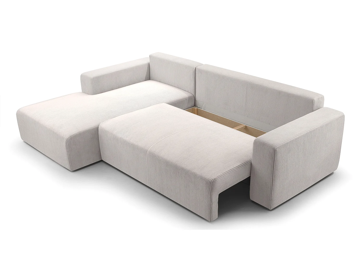 AX LIVING Canapé d’angle blanc Catea avec fonction lit – 279 cm G