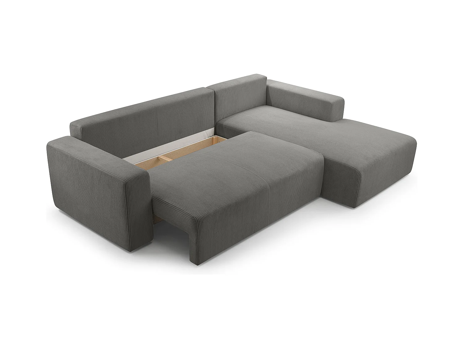 AX LIVING Catea grijze hoekbank met slaapfunctie – 279 cm R