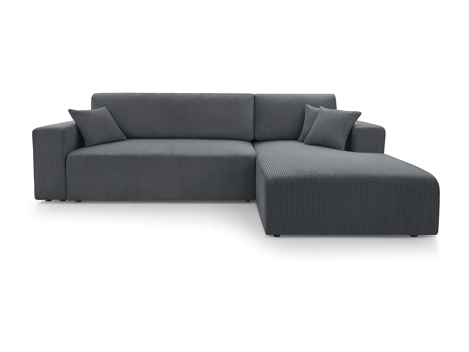 AX LIVING Catea grijze hoekbank met slaapfunctie – 279 cm R