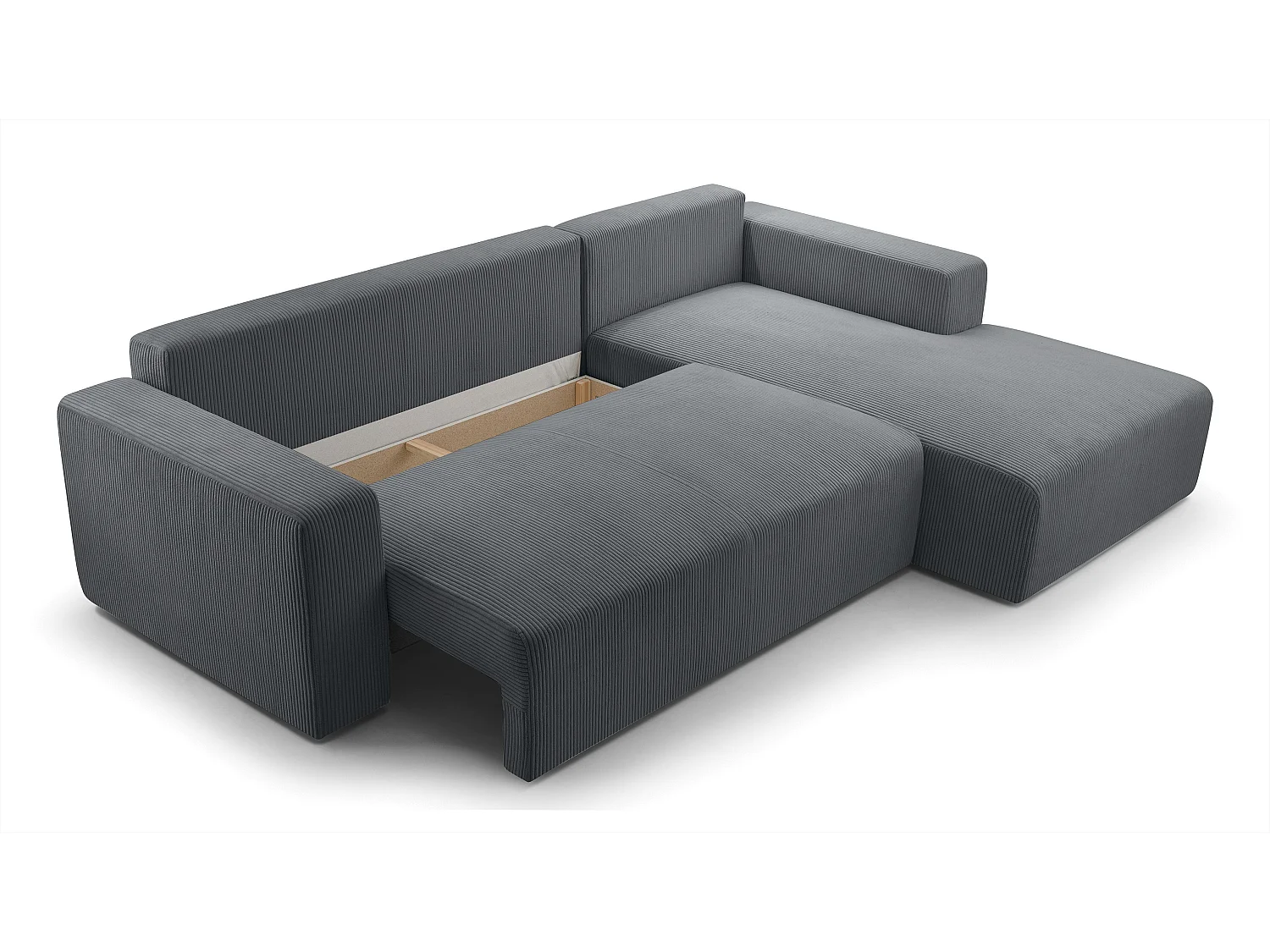 AX LIVING Catea grijze hoekbank met slaapfunctie – 279 cm R