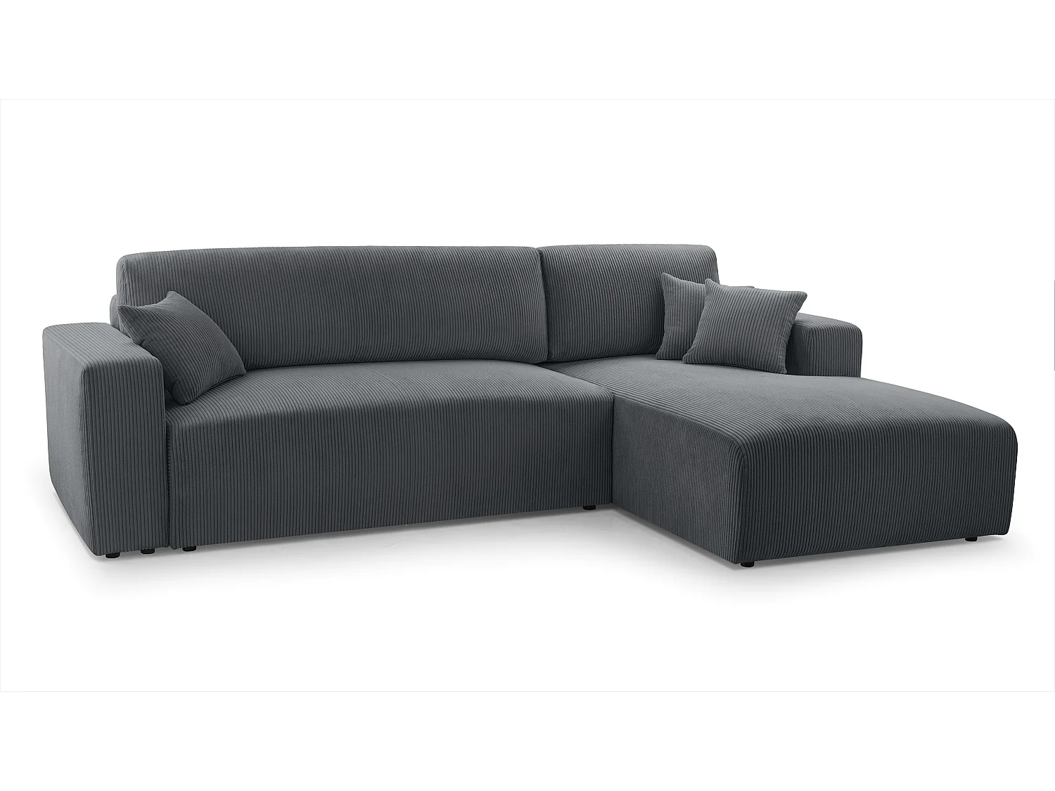 AX LIVING Catea grijze hoekbank met slaapfunctie – 279 cm R