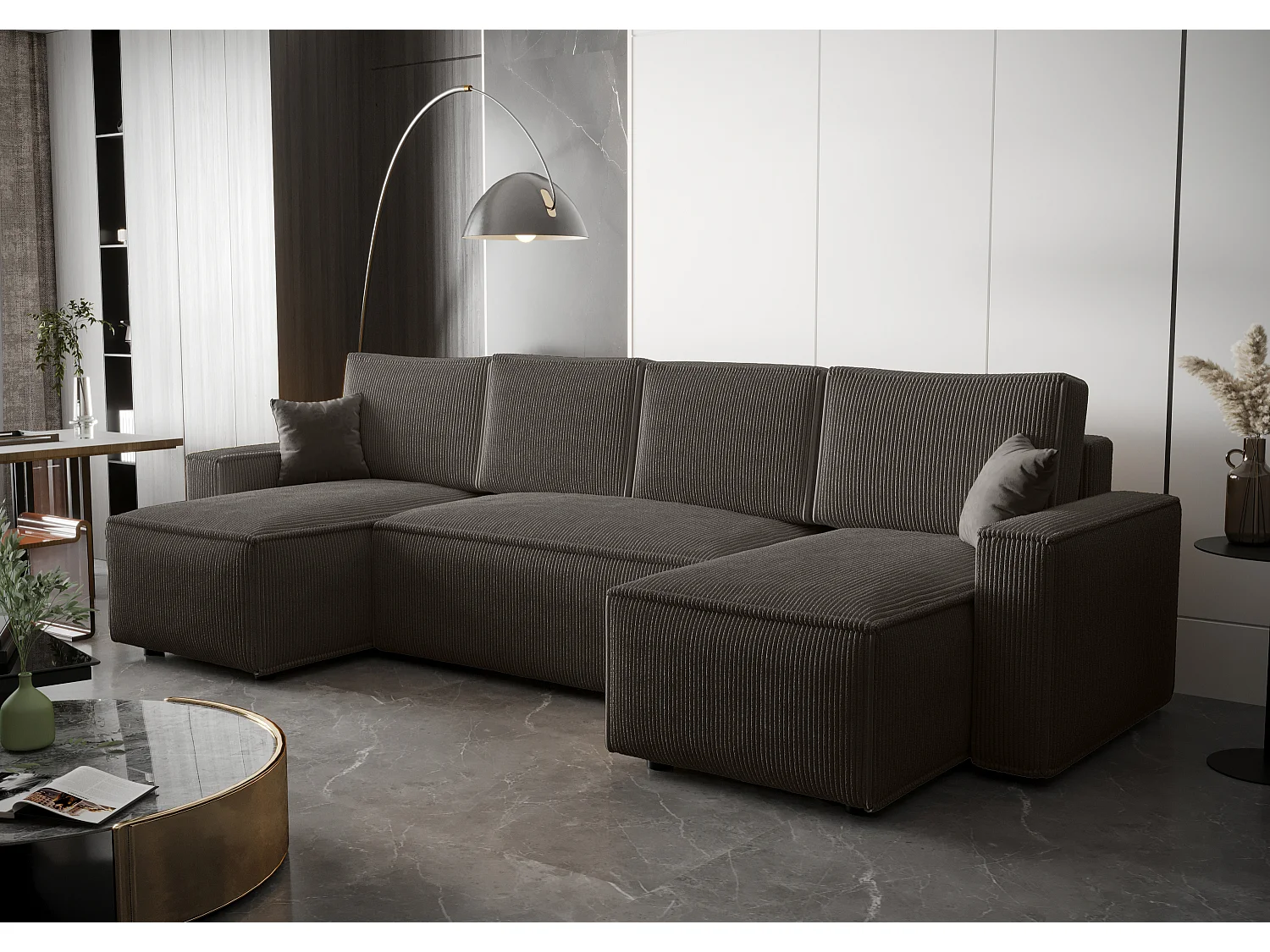 BEDANTE Canapé d'angle avec fonction de couchage AMBRO U Poso 22