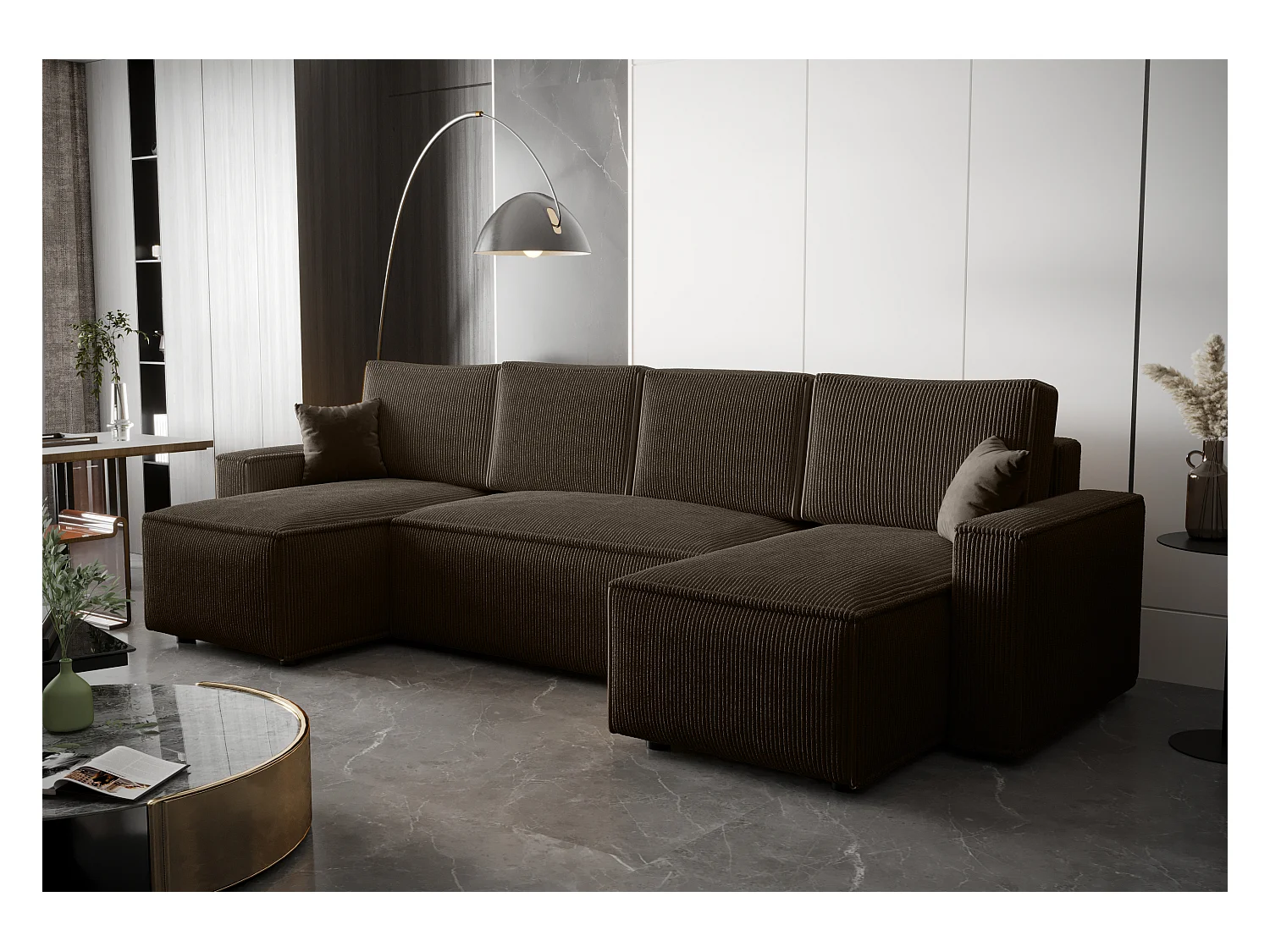 BEDANTE Hoekbank U met slaapfunctie AMBRO Poso 06