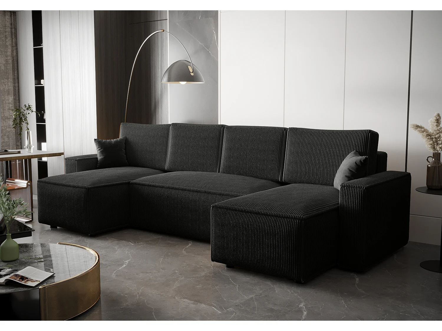 BEDANTE Canapé d'angle avec fonction de couchage AMBRO U Poso 135