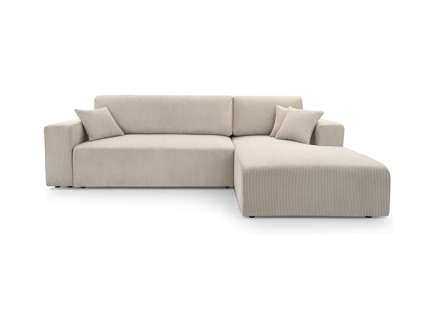 AX LIVING Catea Ecksofa weiß mit Schlaffunktion 279cm mit Bettkasten R
