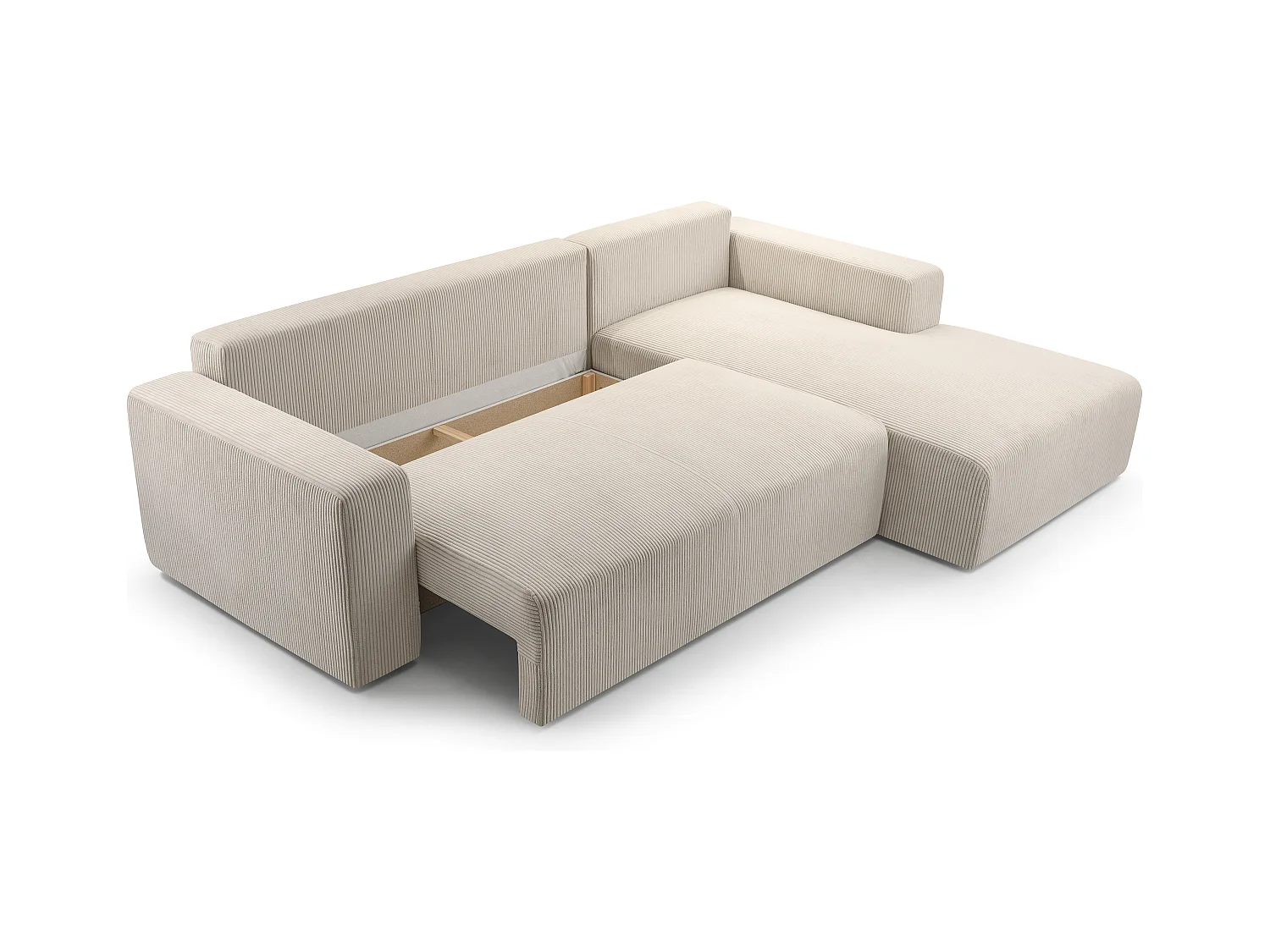 AX LIVING Catea Ecksofa weiß mit Schlaffunktion 279cm mit Bettkasten R