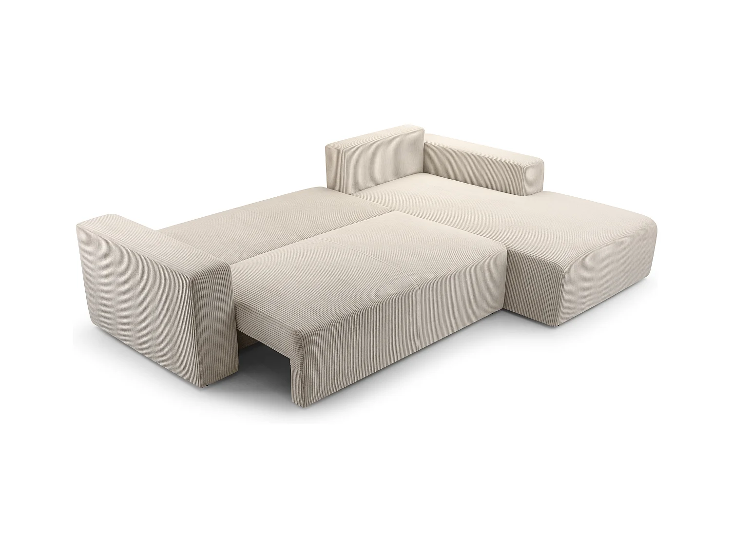 AX LIVING Catea Ecksofa weiß mit Schlaffunktion 279cm mit Bettkasten R