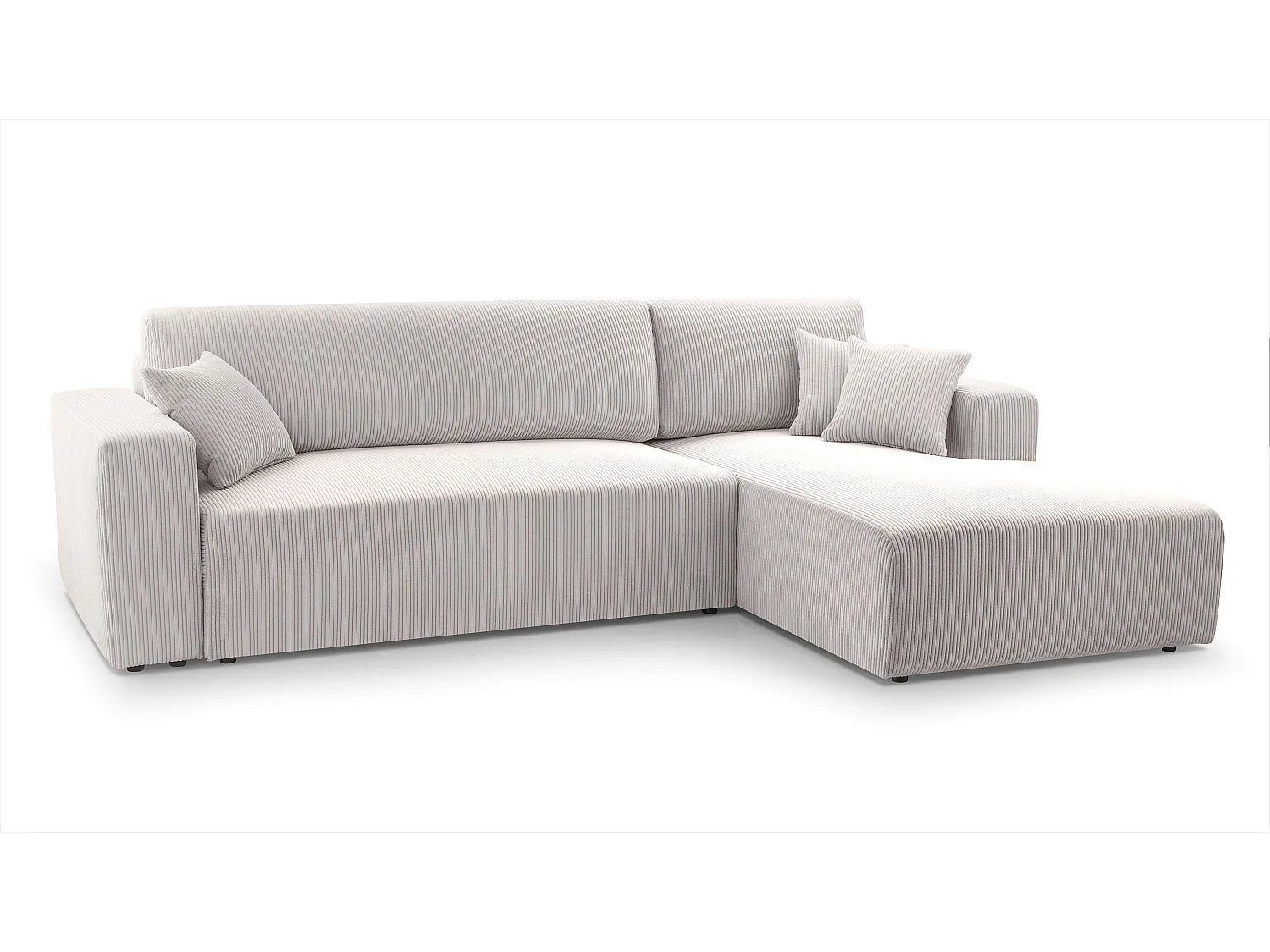 AX LIVING Canapé d’angle beige clair  Catea avec fonction lit – 279 cm D