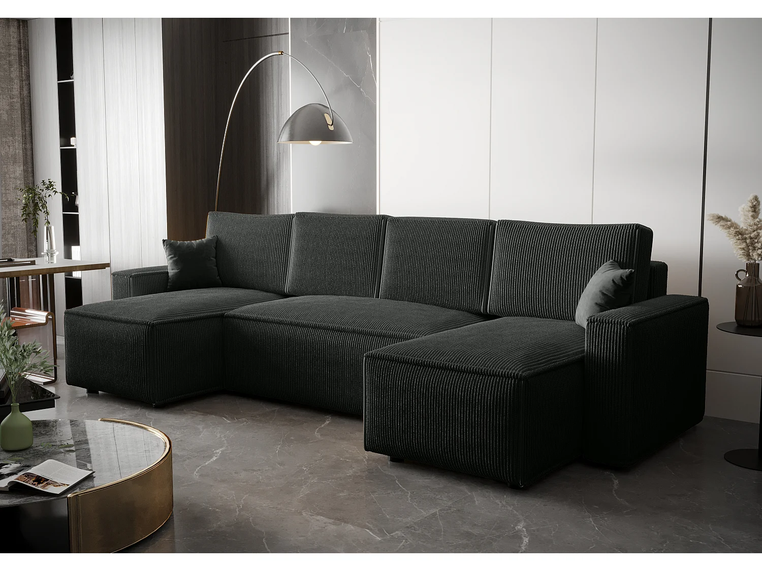 BEDANTE Canapé d'angle avec fonction de couchage AMBRO U Poso 34