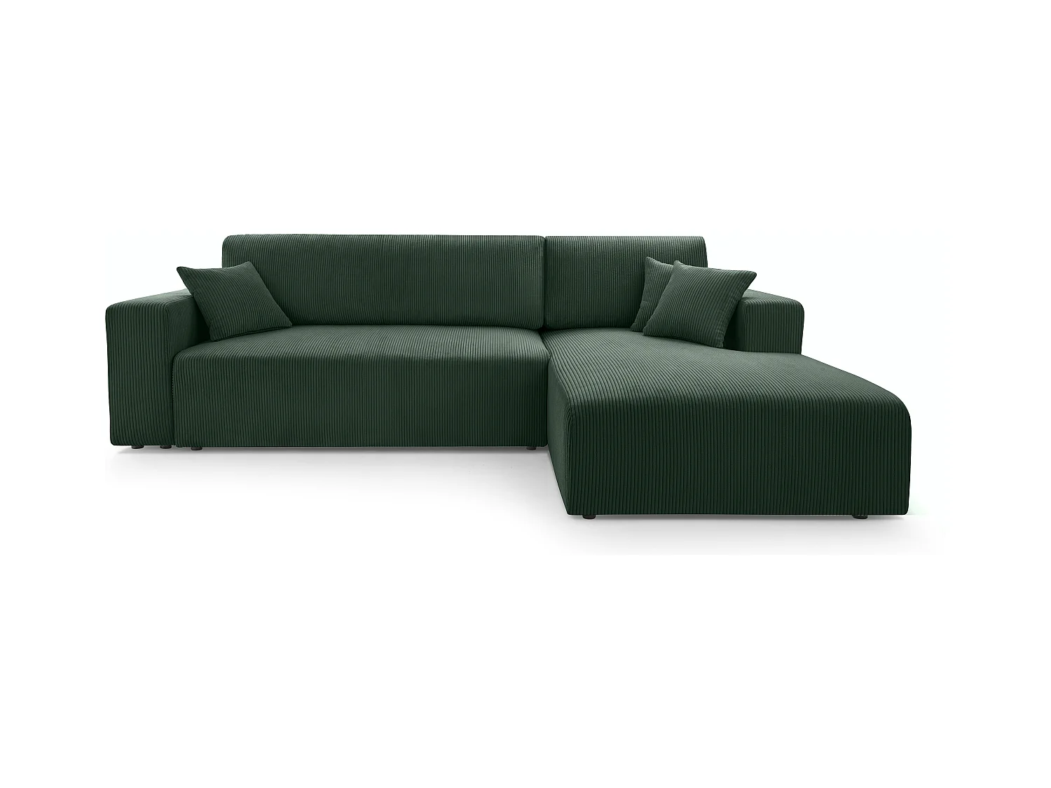 AX LIVING Catea donkergroene hoekbank met slaapfunctie 279 cm R