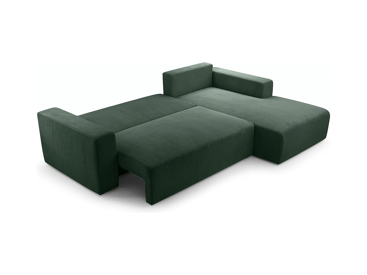 AX LIVING Catea donkergroene hoekbank met slaapfunctie 279 cm R