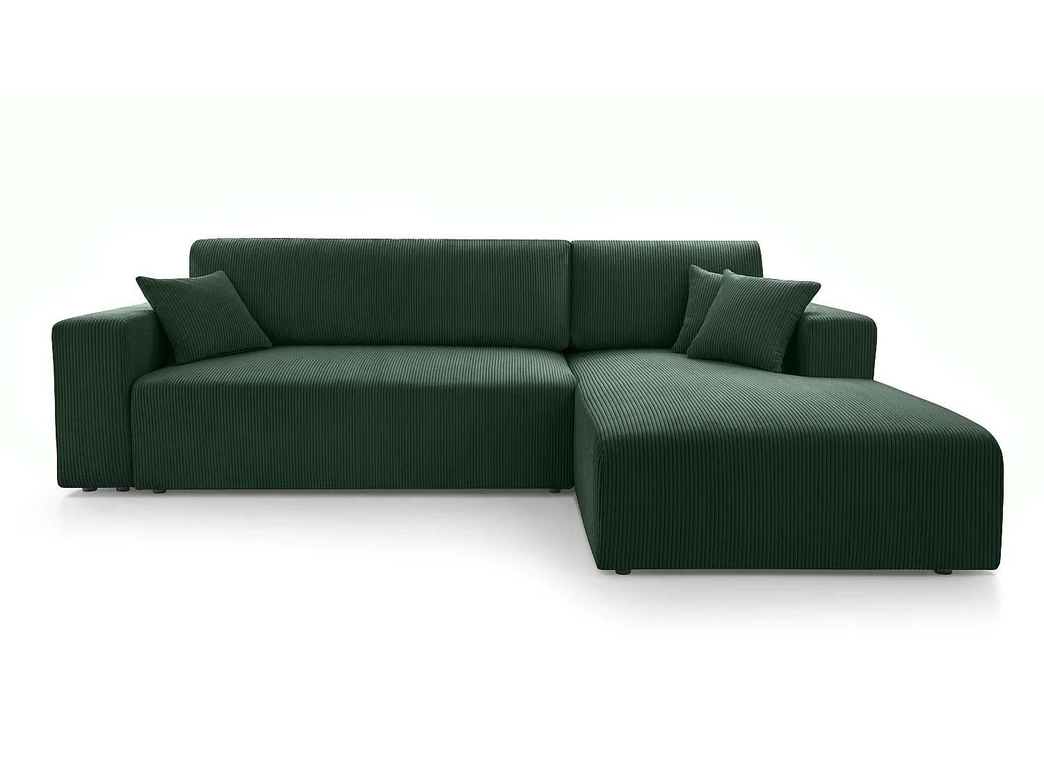 AX LIVING Catea donkergroene hoekbank met slaapfunctie 279 cm R