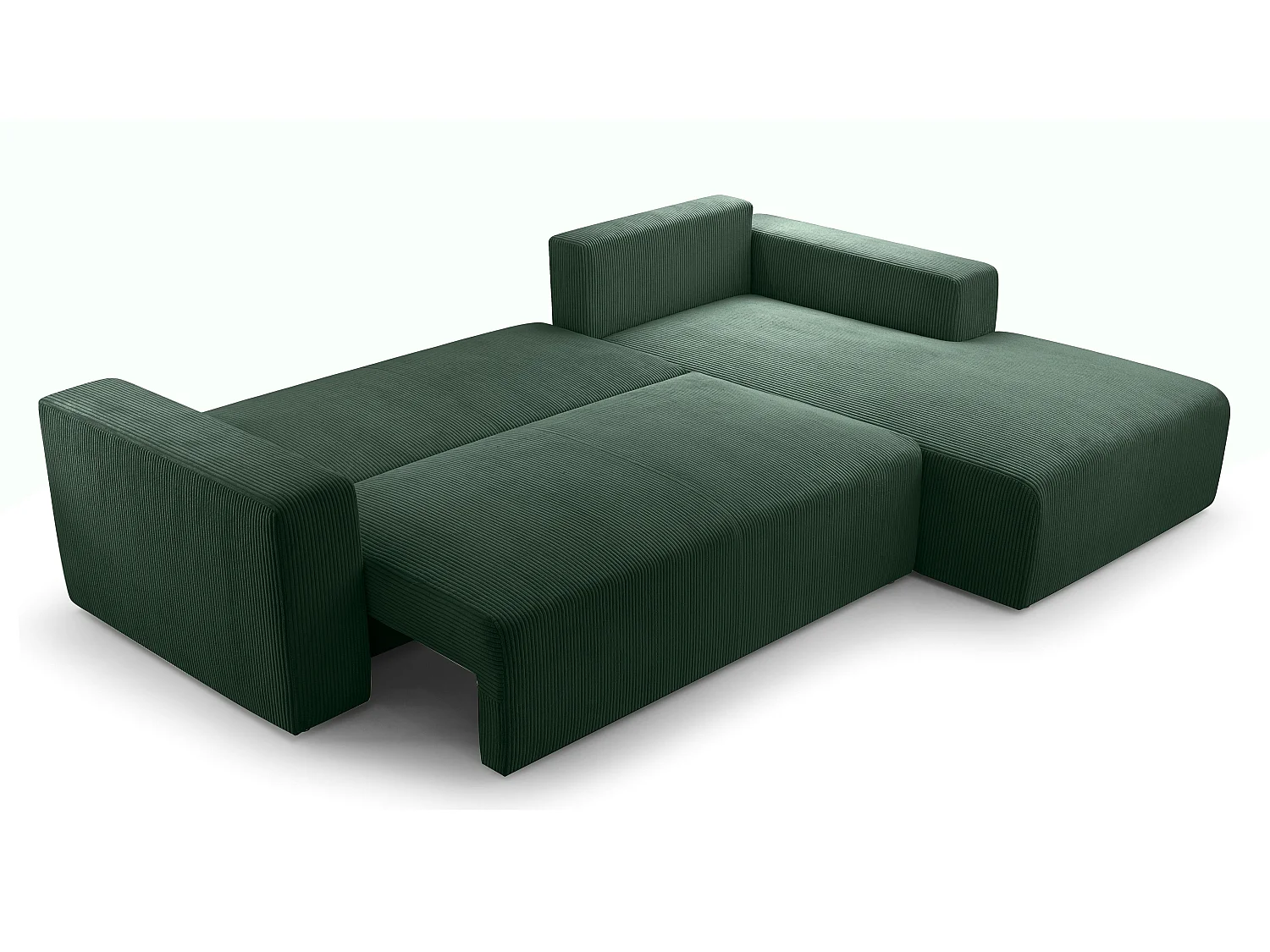 AX LIVING Catea donkergroene hoekbank met slaapfunctie 279 cm R