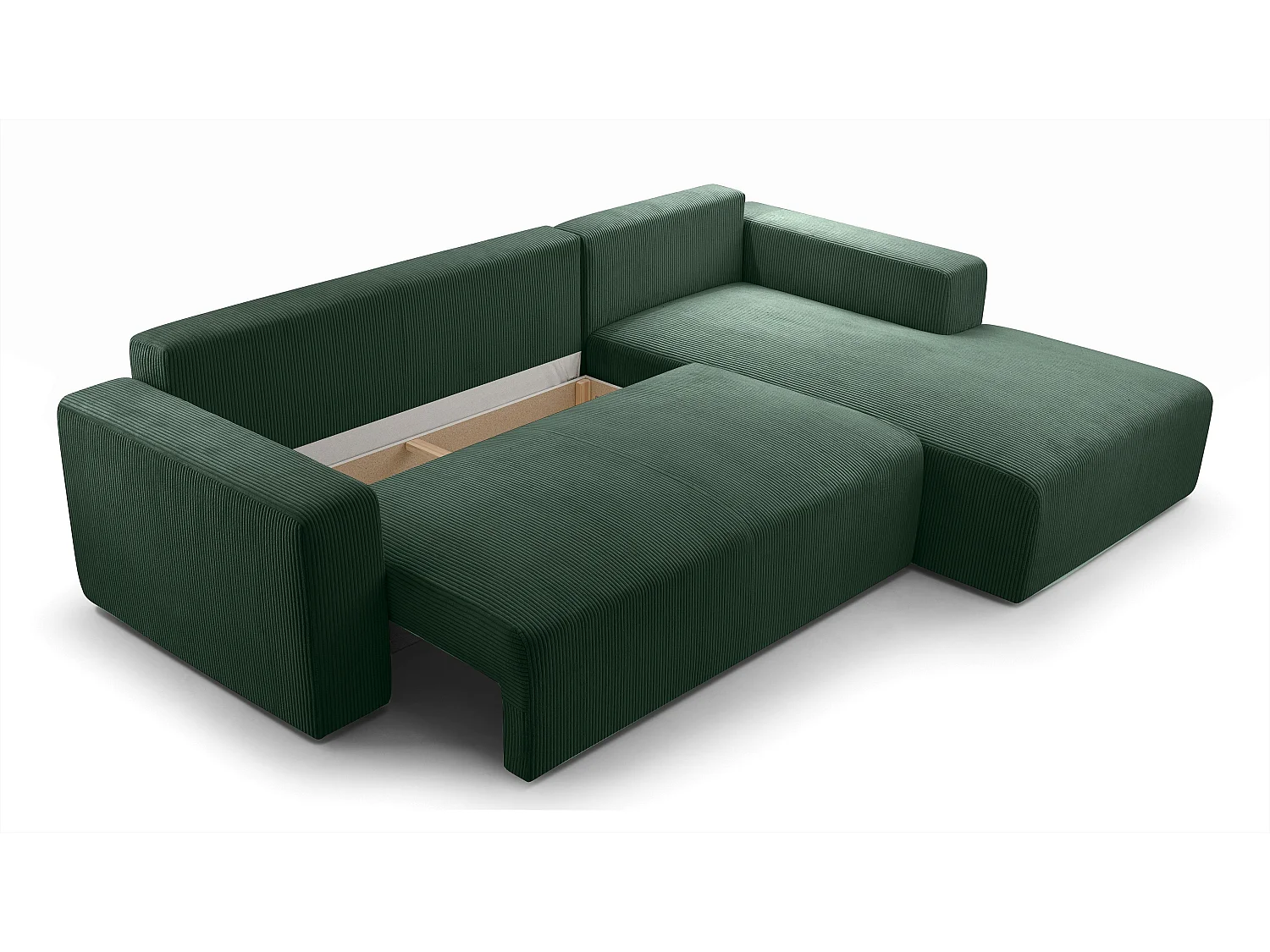 AX LIVING Canapé d’angle vert foncé Catea avec fonction lit – 279 cm D