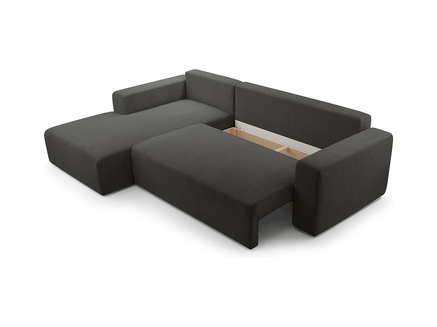 AX LIVING Catea Eckschlafsofa mit Bettkasten Dunkelgraues 279cm L