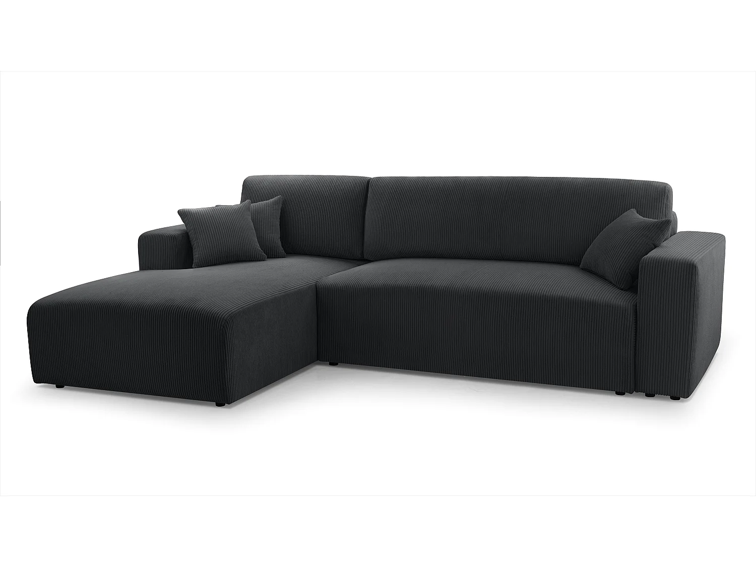 AX LIVING Canapé d’angle gris foncé Catea avec fonction lit – 279 cm G