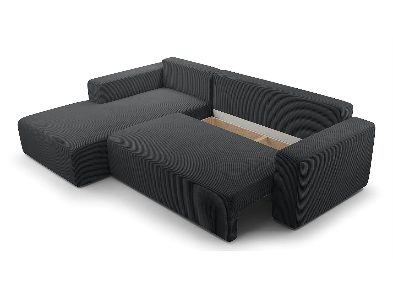 AX LIVING Canapé d’angle gris foncé Catea avec fonction lit – 279 cm G