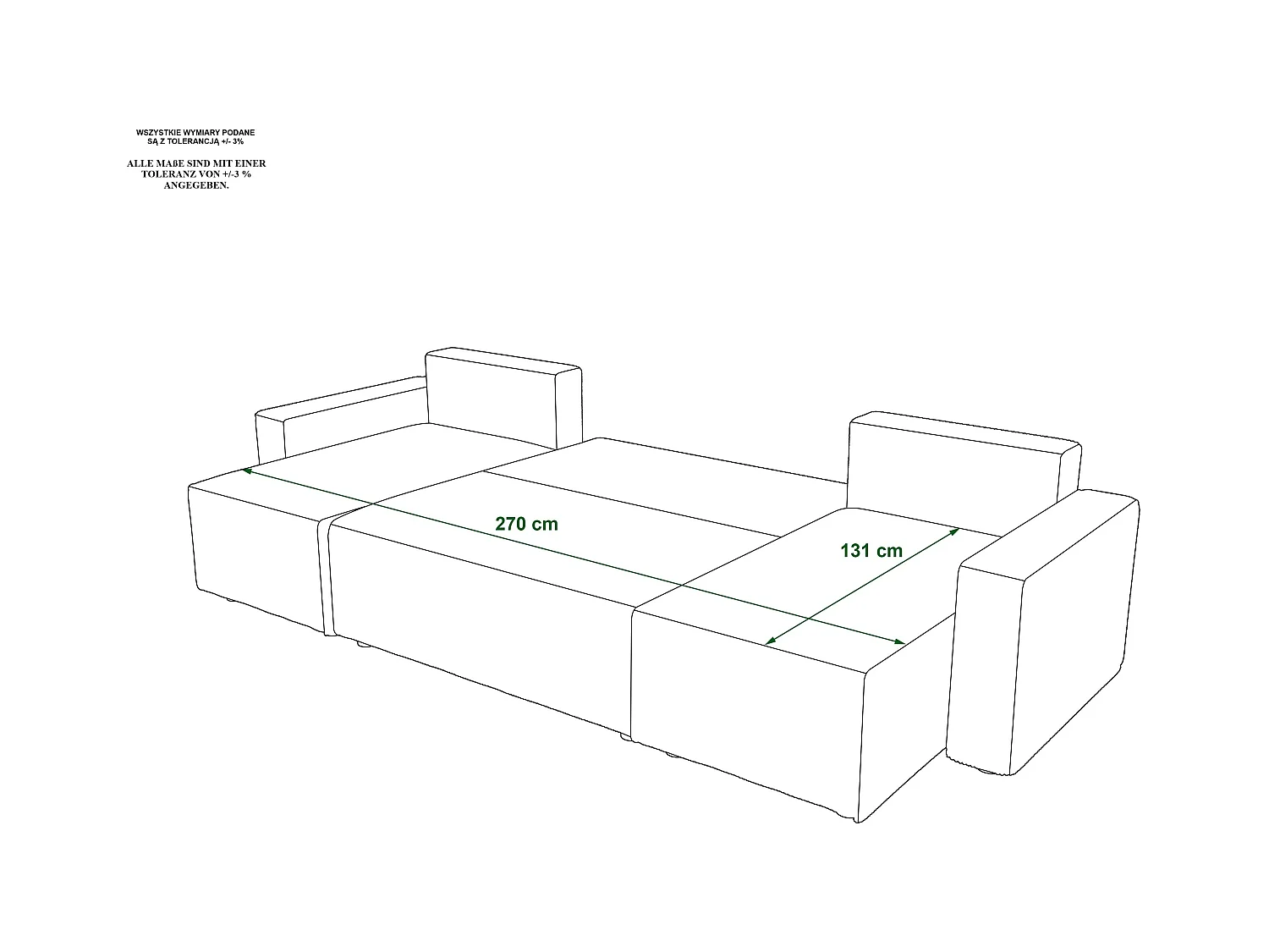 BEDANTE Canapé d'angle avec fonction de couchage AMBRO U Poso 01