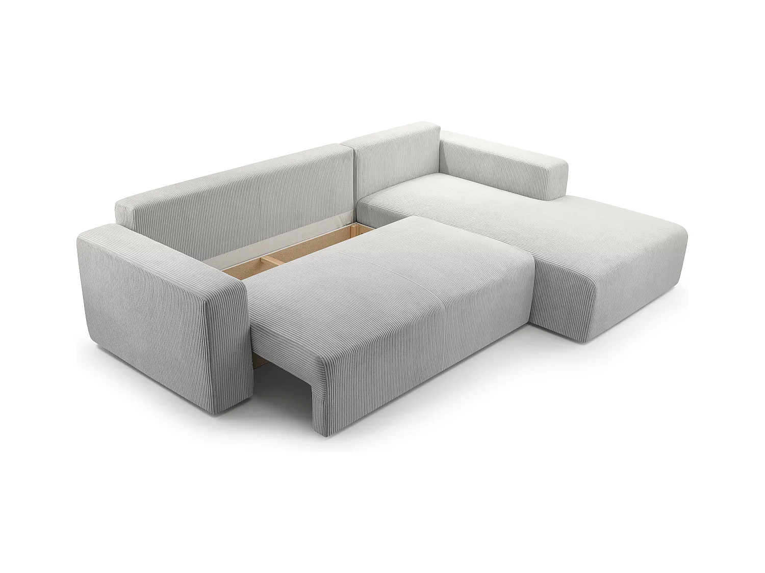 AX LIVING Catea lichtgrijze hoekbank met slaapfunctie – 279 cm R