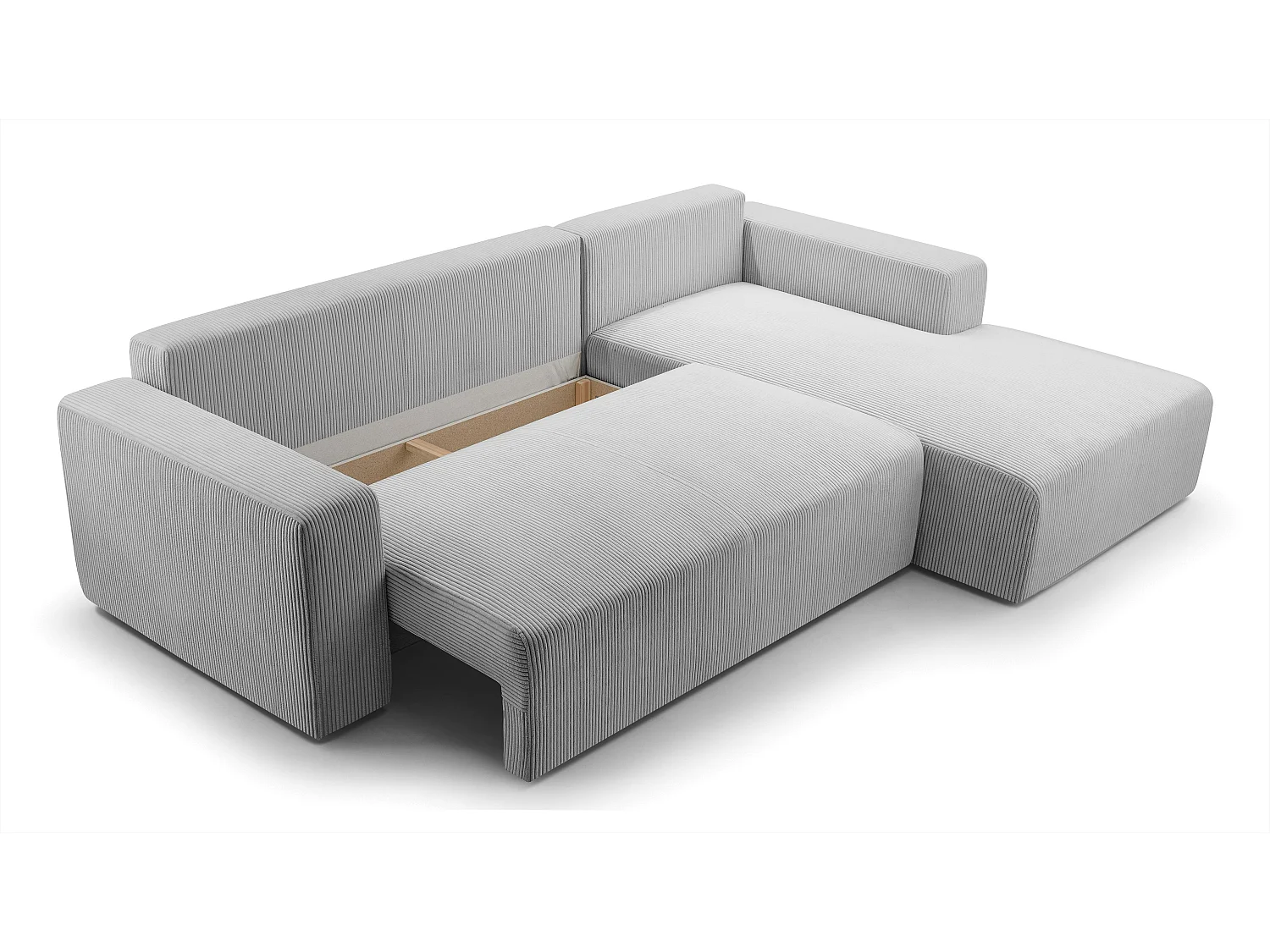 AX LIVING Canapé d’angle gris clair Catea avec fonction lit – 279 cm D