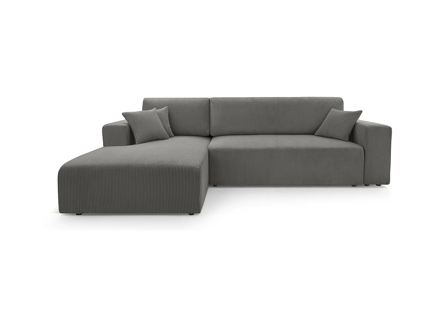 AX LIVING Catea Eckschlafsofa mit Bettkasten – Graue Eckcouch 279 cm L