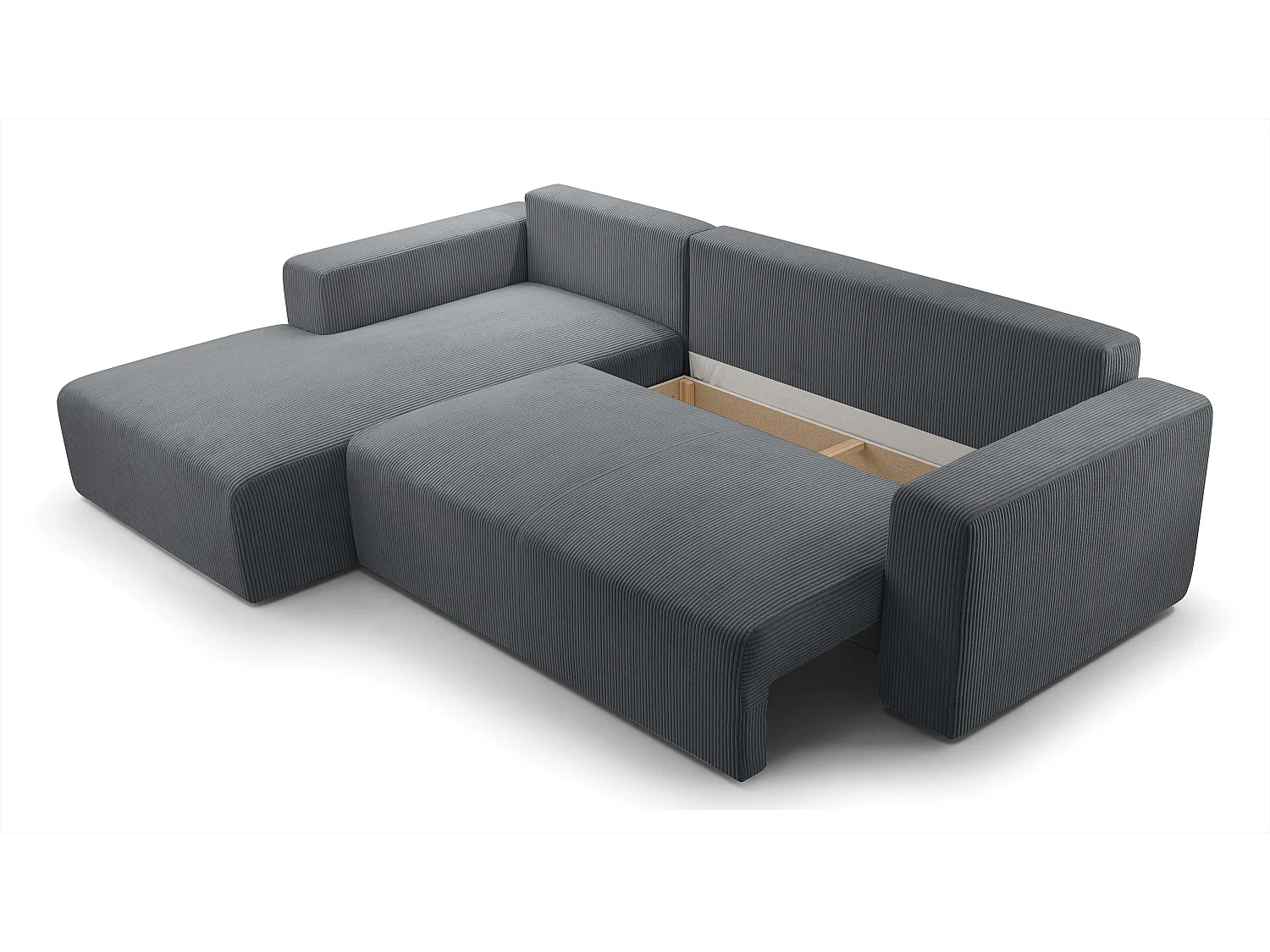 AX LIVING Canapé d’angle gris Catea avec fonction lit – 279 cm G