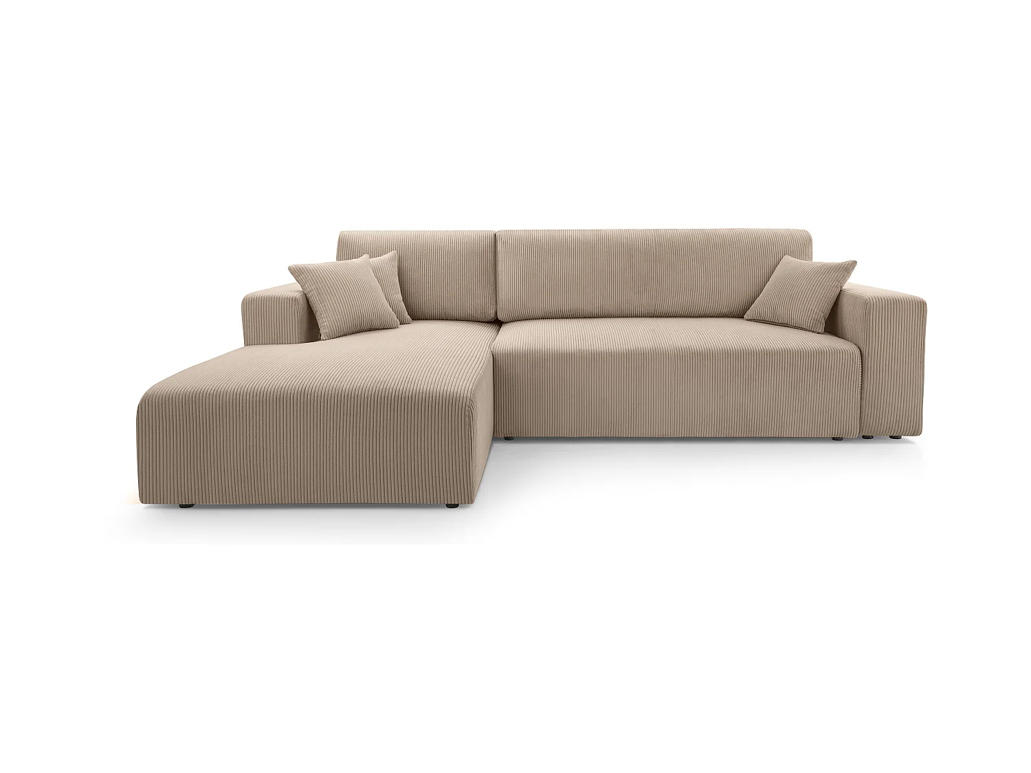 AX LIVING Catea beige hoekbank met slaapfunctie 279 cm opbergruimte L